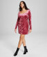 Фото #1 товара Women's Sweetheart-Neck Velour Dress, Created for Macy's