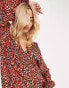 In The Style x Olivia Bowen v neck button through midi dress in red animal print Rotes Tierfellmuster, 34 - фото #3