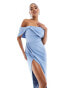 Фото #4 товара True Violet bardot midi dress in dusky blue