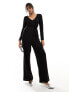 Vero Moda knitted wide leg jumpsuit in black