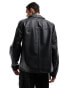 ASOS DESIGN Premium real leather jacket in black