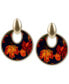 Gold-Tone Leaf-Print Leather Doorknocker Drop Earrings