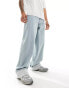 COLLUSION X015 baggy low rise jeans in lightwash blue grey with turn ups grau, W30 L32 - фото #1