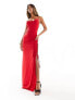 Фото #1 товара ASOS DESIGN strappy cowl neck lace up detail maxi dress in red