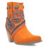 Фото #2 товара Dingo Bandida Paisley Studded Round Toe Cowboy Booties Womens Orange Casual Boot