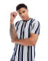 Brave Soul verticle stripe t-shirt in navy & white