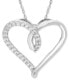 ფოტო #1 პროდუქტის Diamond Open Heart 18" Pendant Necklace (1/5 ct. t.w.) in 14k White gold