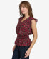 ფოტო #3 პროდუქტის Women's Printed Smocked Cap-Sleeve Top