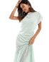 Фото #3 товара ASOS DESIGN asymmetric contrast sleeve band maxi dress in mint