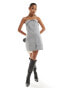 Simmi bandeau button through utility exposed pocket detail mini dress in grey grau, 36 - фото #1