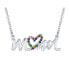 Name Style Station Pendant Crystal Heart Rainbow MOM Word Necklace For Mother For Women .925 Sterling Silver