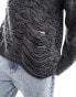 ASOS DESIGN oversized knitted laddered jumper in charcoal