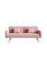 Фото #1 товара 70.47" Pink Fabric Double Sofa With Split Backrest And Two Throw Pillows