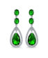 ფოტო #2 პროდუქტის Art Deco Style Wedding Simulated Emerald Green AAA Cubic Zirconia Halo Large Teardrop CZ Statement Dangle Chandelier Earrings For Women Bridal Party Silver Plated