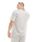 Фото #4 товара South Beach linen blend beach shirt in white with black stripe