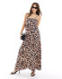 Фото #2 товара ASOS DESIGN crushed satin slip midi dress in animal print