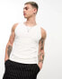 ASOS DESIGN muscle fit rib vest in white