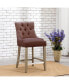 Фото #8 товара 24" Linen Fabric Tufted Buttons Upholstered Wingback Counter Stool