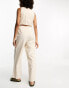 ASOS DESIGN linen look button through jumpsuit in oatmeal