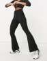 Фото #1 товара ASOS DESIGN rib flare trouser with lettuce hem in black