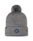 Фото #2 товара Men's Gray Buffalo Sabres Authentic Pro Home Ice Cuffed Knit Hat with Pom