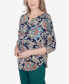 ფოტო #4 პროდუქტის Classic Scroll Three Quarter Ruched Sleeves Top