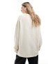 Фото #3 товара Monki long sleeve oversized sweater in beige with front print