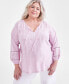 Фото #1 товара Plus Size Embroidered Eyelet-Trim Top, Created for Macy's