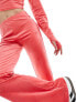 Adidas Originals velvet flared trousers in bright pink Розовый, S - фото #3