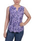 Petite Sleeveless Jacquard Y-neck Top