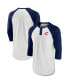 Фото #2 товара Men's Oatmeal and Navy Cleveland Indians True Classics Better Believe Raglan Henley 3/4-Sleeve T-shirt