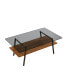 Фото #1 товара Modern Gray Glass Coffee Table with Black Metal Legs