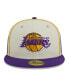 Men's Cream, Purple Los Angeles Lakers Piping 2-Tone 59FIFTY Fitted Hat