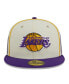 ფოტო #3 პროდუქტის Men's Cream, Purple Los Angeles Lakers Piping 2-Tone 59FIFTY Fitted Hat