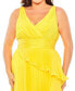 Women's Plus Size Chiffon Pleated V-Neck Ruffle Gown