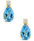 ფოტო #3 პროდუქტის Blue Topaz (1 ct.t.w) and Diamond Accent Stud Earrings in 14K Yellow Gold