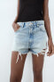 TRF CURVED HIGH-WAIST RIPPED DENIM SHORTS