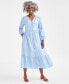 Фото #1 товара Women's Chambray Tiered Midi Dress, Created for Macy's