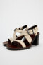 LEATHER SANDALS WITH BLOCK HEEL