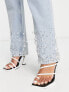 ASOS DESIGN 90s straight jeans in light blue with embelished hem