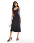 Pretty Lavish satin slip midi dress in black Черный, 42 - фото #1