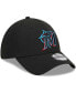 ფოტო #4 პროდუქტის Men's Black Miami Marlins Logo 39THIRTY Flex Hat