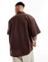 Jack & Jones oversized utility pocket linen shirt in brown Sealbraun, XL - Chest 112cm - фото #2