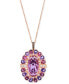 Фото #1 товара Grape Amethyst (5-3/4 ct. t.w.), Passion Fruit Tourmaline (1 ct. t.w.) & Diamond (1/6 ct. t.w.) Oval Halo Adjustable 20" Pendant Necklace in 14k Rose Gold