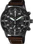 Фото #1 товара Мужские наручные часы с коричневым кожаным ремешком Citizen Eco-Drive Chrono CA0695-17E