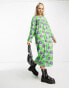 Фото #1 товара Native Youth cloud cut-out midaxi smock dress in green and purple floral