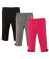 ფოტო #1 პროდუქტის Baby Girls Cotton Leggings 3pk, Rose Black