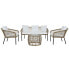Table Set with 3 Armchairs DKD Home Decor White 137 x 73,5 x 66,5 cm synthetic rattan Steel