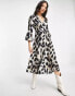 Фото #2 товара Object long sleeve midi wrap dress in leopard