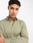 Фото #3 товара New Look muscle fit poplin shirt in light khaki